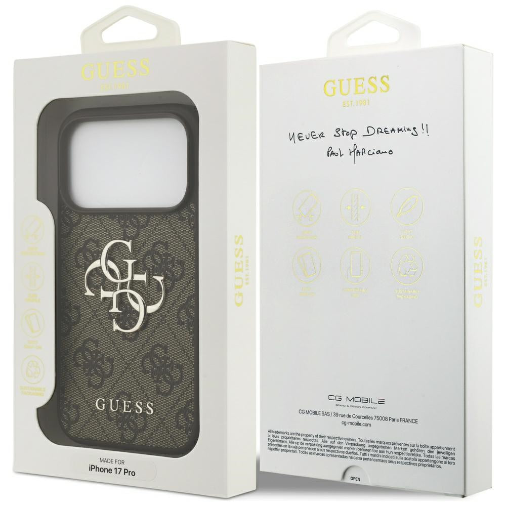 Étui pour Apple iPhone 17 Pro, Guess, 4G Big Logo, Marron