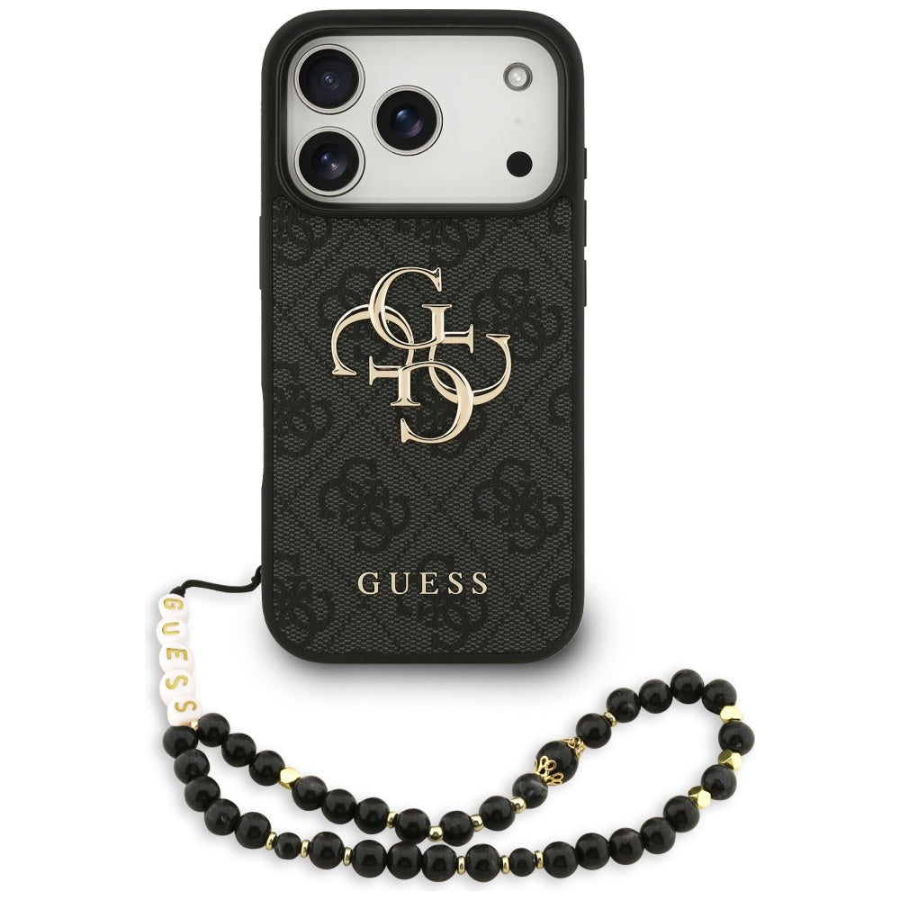 Étui pour Apple iPhone 17 Pro, Guess, 4G Classic Logo avec sangle, Noir