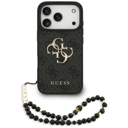 Étui pour Apple iPhone 17 Pro, Guess, 4G Classic Logo avec sangle, Noir