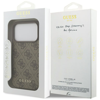 Housse pour Apple iPhone 17 Pro, Guess, 4G Classic, Marron