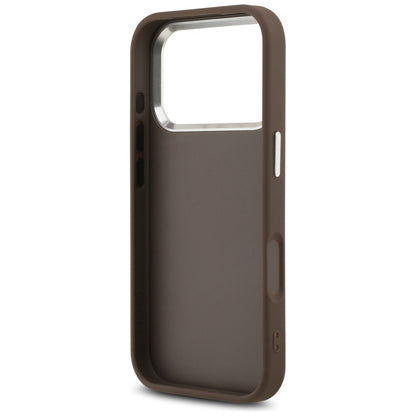 Étui pour Apple iPhone 17 Pro, Guess, Big 4G Logo Classic, Marron Argenté.