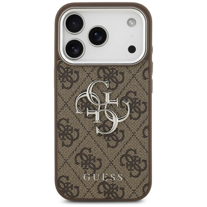 Étui pour Apple iPhone 17 Pro, Guess, Big 4G Logo Classic, Marron Argenté.