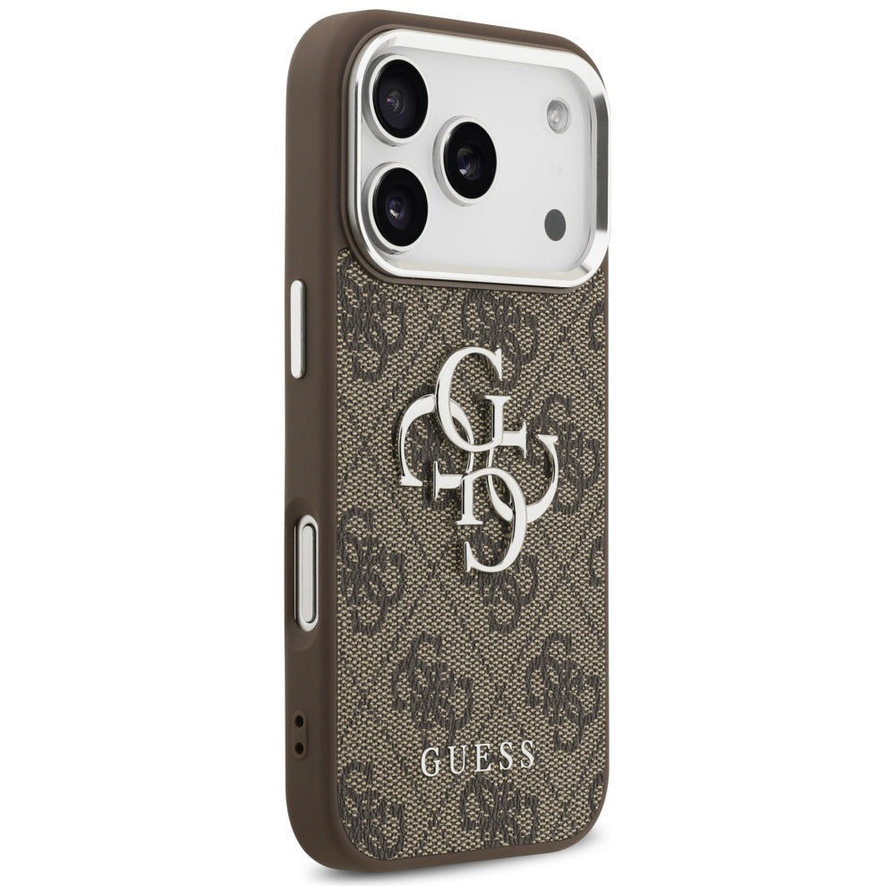 Étui pour Apple iPhone 17 Pro, Guess, Big 4G Logo Classic, Marron Argenté.