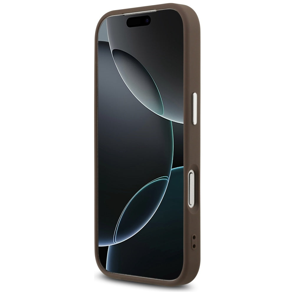 Étui pour Apple iPhone 17 Pro, Guess, Big 4G Logo Classic, Marron Argenté.