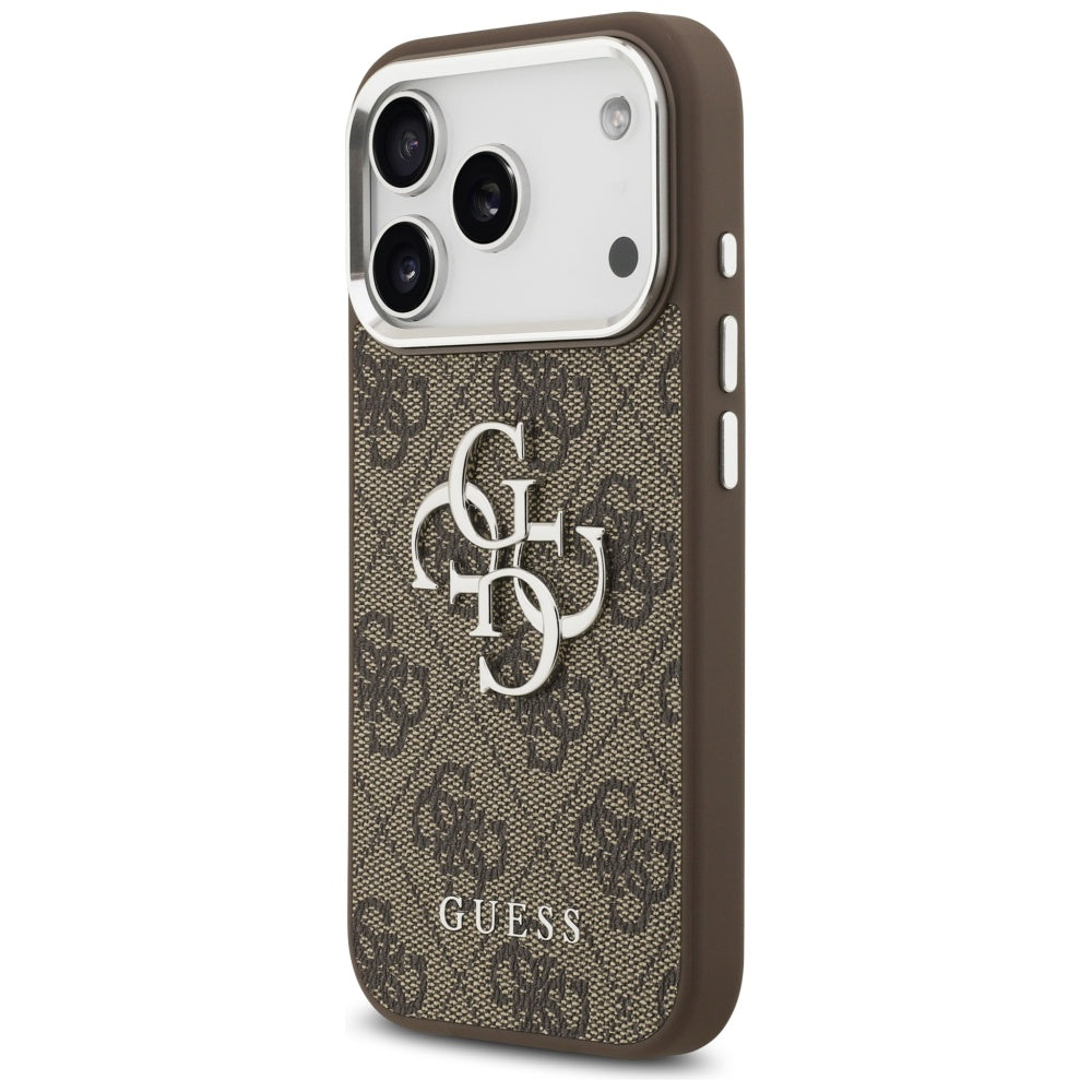 Étui pour Apple iPhone 17 Pro, Guess, Big 4G Logo Classic, Marron Argenté.