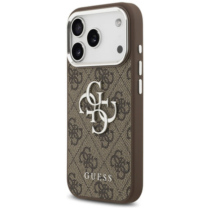 Étui pour Apple iPhone 17 Pro, Guess, Big 4G Logo Classic, Marron Argenté.