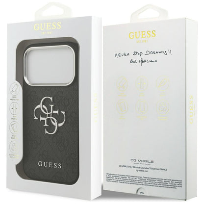 Étui pour Apple iPhone 17 Pro, Guess, Big 4G Logo Classic, Noir Argenté