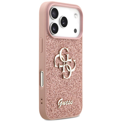 Hülle für Apple iPhone 17 Pro, Guess, Fixed Glitter Big 4G, Rosa