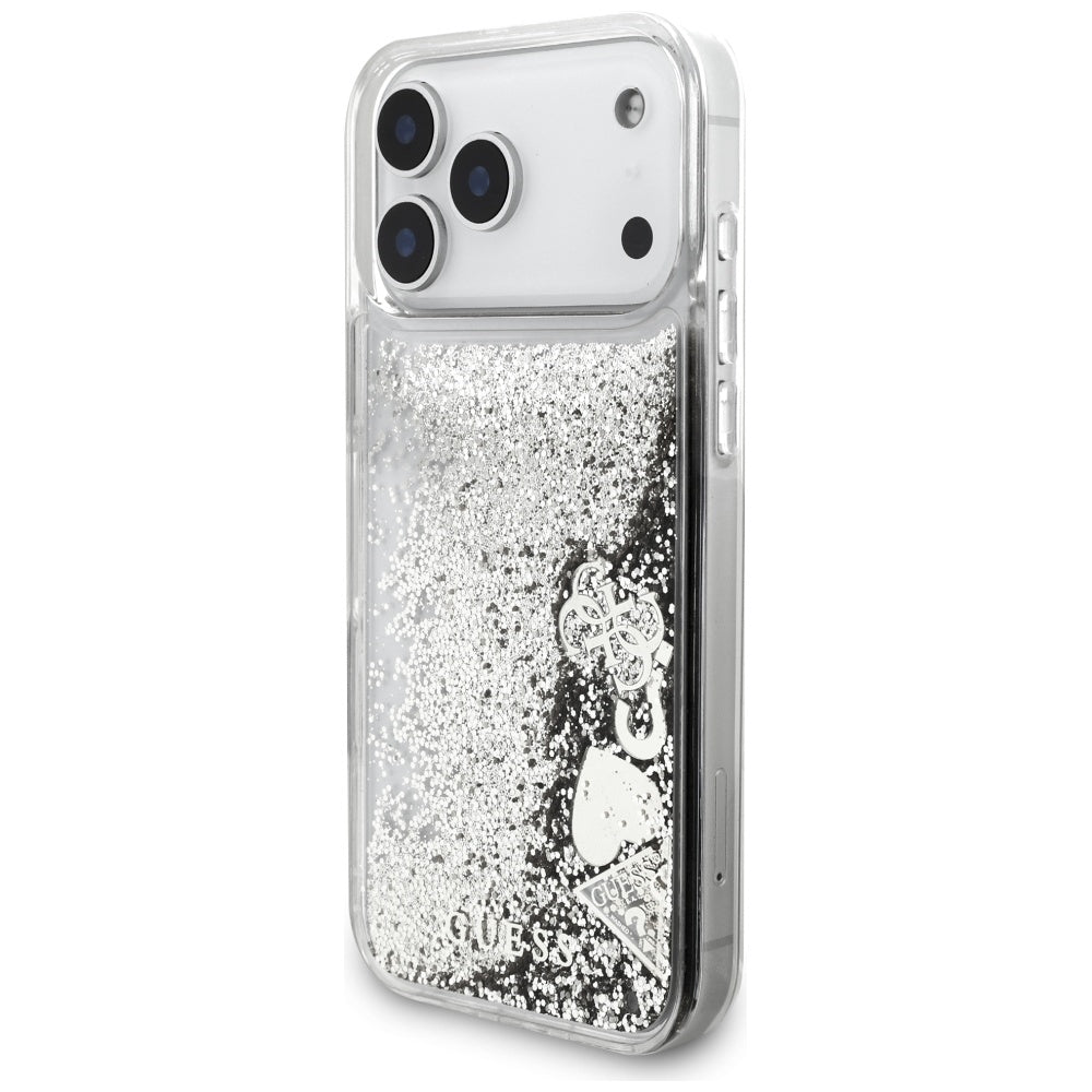Étui pour Apple iPhone 17 Pro, Guess, Liquid Glitter Charms, Argenté