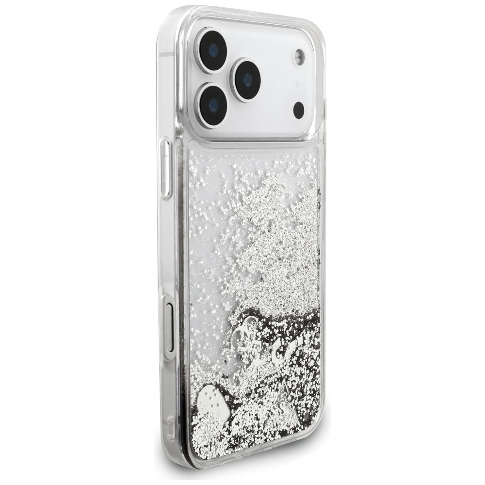Étui pour Apple iPhone 17 Pro, Guess, Liquid Glitter Charms, Argenté