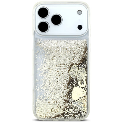 Hülle für Apple iPhone 17 Pro, Guess, Liquid Glitter Charms, Gold