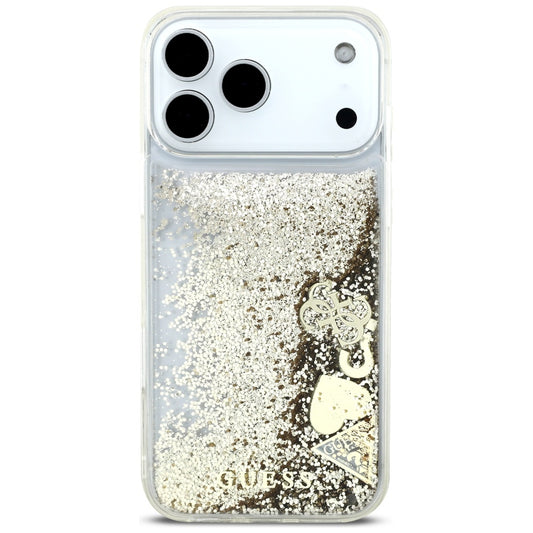 Hülle für Apple iPhone 17 Pro, Guess, Liquid Glitter Charms, Gold