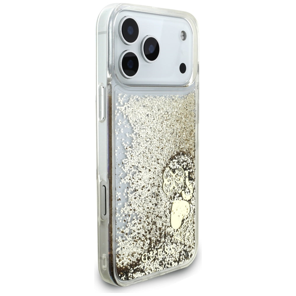 Hülle für Apple iPhone 17 Pro, Guess, Liquid Glitter Charms, Gold