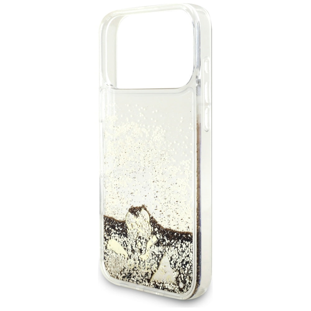 Hülle für Apple iPhone 17 Pro, Guess, Liquid Glitter Charms, Gold