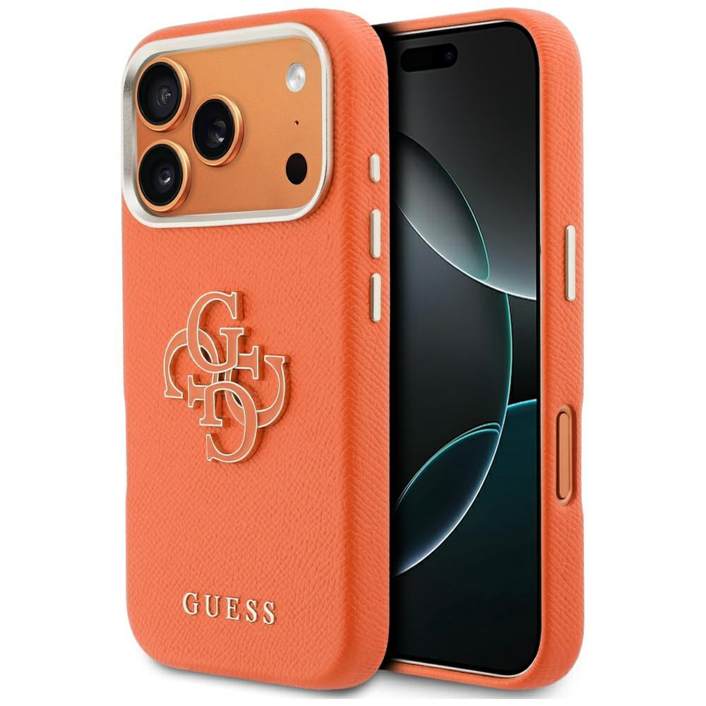 Hülle für Apple iPhone 17 Pro, Guess, Resin Logo, Orange