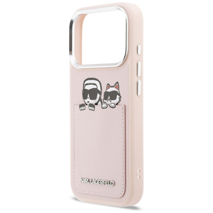 Case for Apple iPhone 17 Pro, Karl Lagerfeld, Karl & Choupette Print with Pocket, Pink