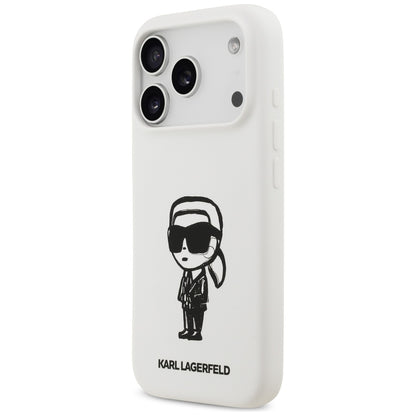 Hülle für Apple iPhone 17 Pro, Karl Lagerfeld, Sketch und Logo Karl, Weiß