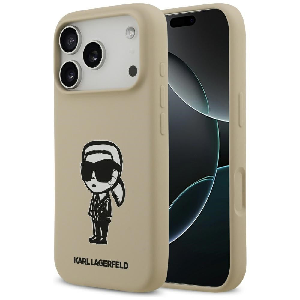 Étui pour Apple iPhone 17 Pro, Karl Lagerfeld, Sketch and Logo Karl, Marron