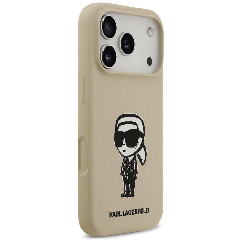 Étui pour Apple iPhone 17 Pro, Karl Lagerfeld, Sketch and Logo Karl, Marron