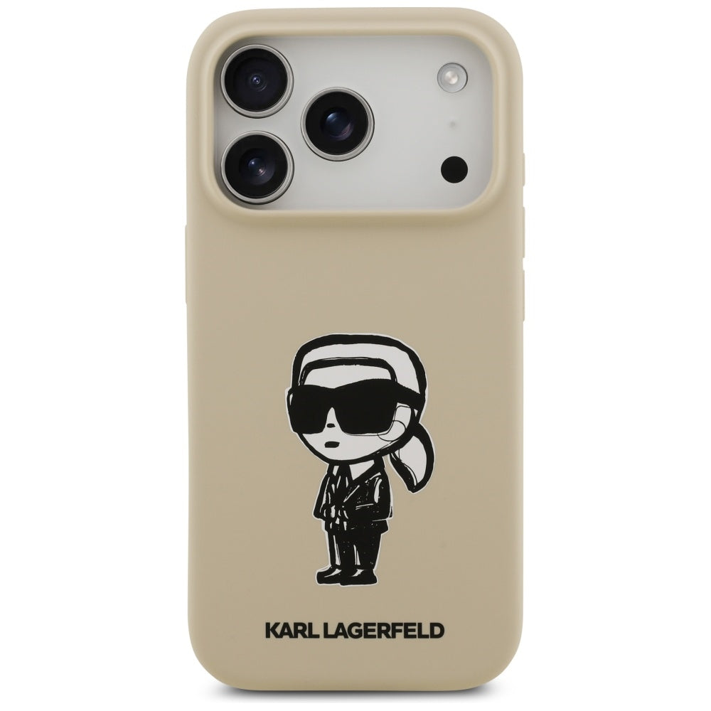 Étui pour Apple iPhone 17 Pro, Karl Lagerfeld, Sketch and Logo Karl, Marron