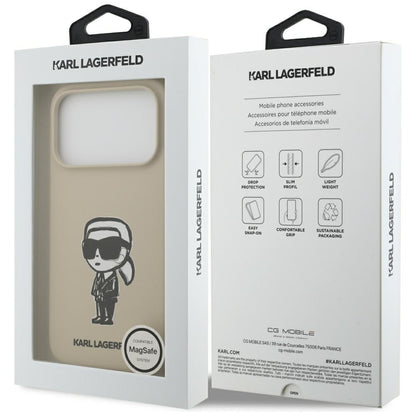 Étui pour Apple iPhone 17 Pro, Karl Lagerfeld, Sketch and Logo Karl, Marron