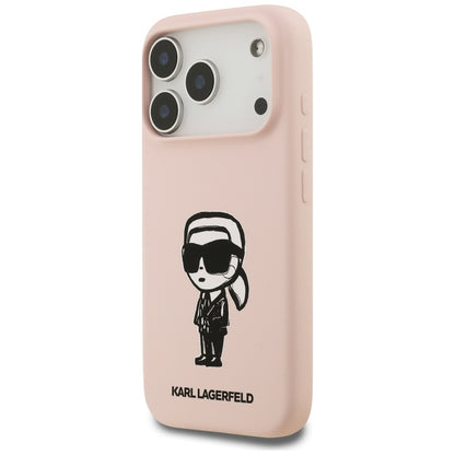 Étui pour Apple iPhone 17 Pro, Karl Lagerfeld, Sketch and Logo Karl, Rose