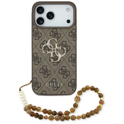 Étui pour Apple iPhone 17 Pro Max, Guess, 4G Classic Logo avec sangle en perle, Marron