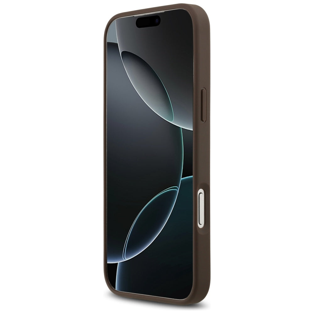 Housse pour Apple iPhone 17 Pro Max, Guess, 4G Double Card Triangle, Marron