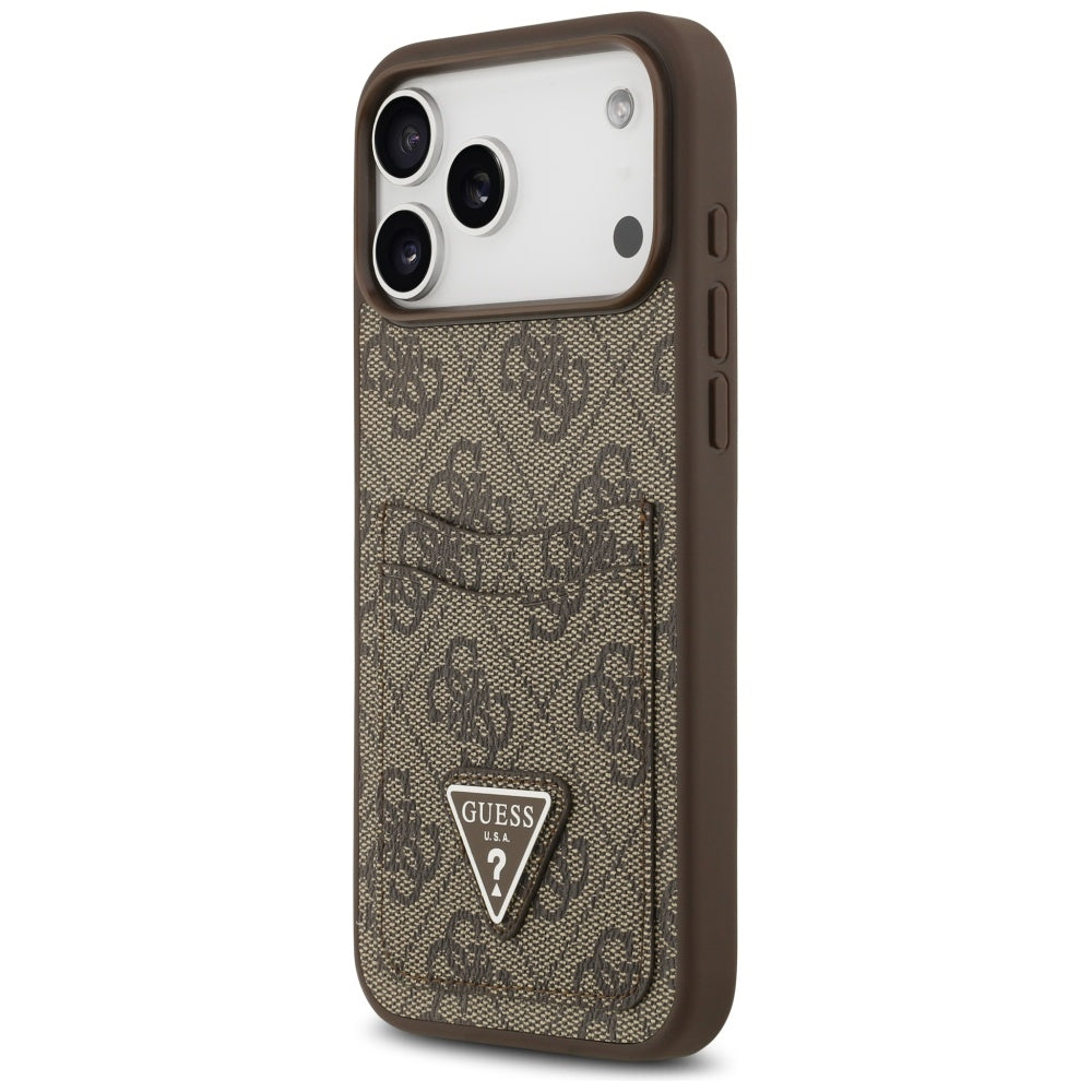 Housse pour Apple iPhone 17 Pro Max, Guess, 4G Double Card Triangle, Marron