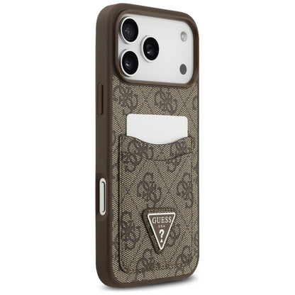 Housse pour Apple iPhone 17 Pro Max, Guess, 4G Double Card Triangle, Marron