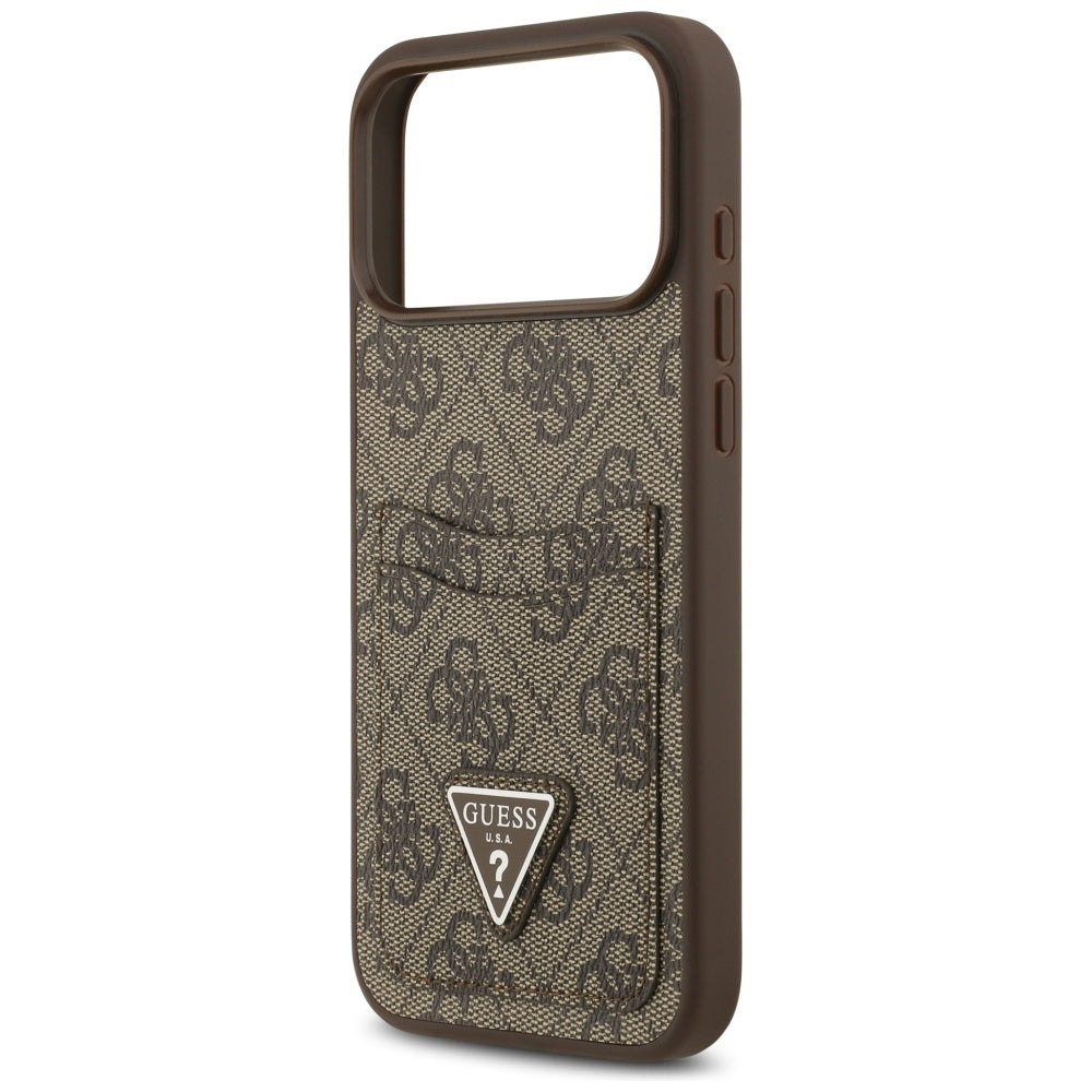 Housse pour Apple iPhone 17 Pro Max, Guess, 4G Double Card Triangle, Marron