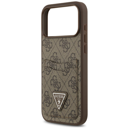 Housse pour Apple iPhone 17 Pro Max, Guess, 4G Double Card Triangle, Marron