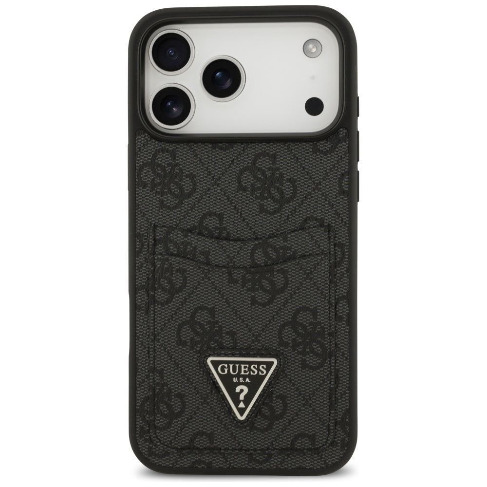 Housse pour Apple iPhone 17 Pro Max, Guess, 4G Double Card Triangle, Noire