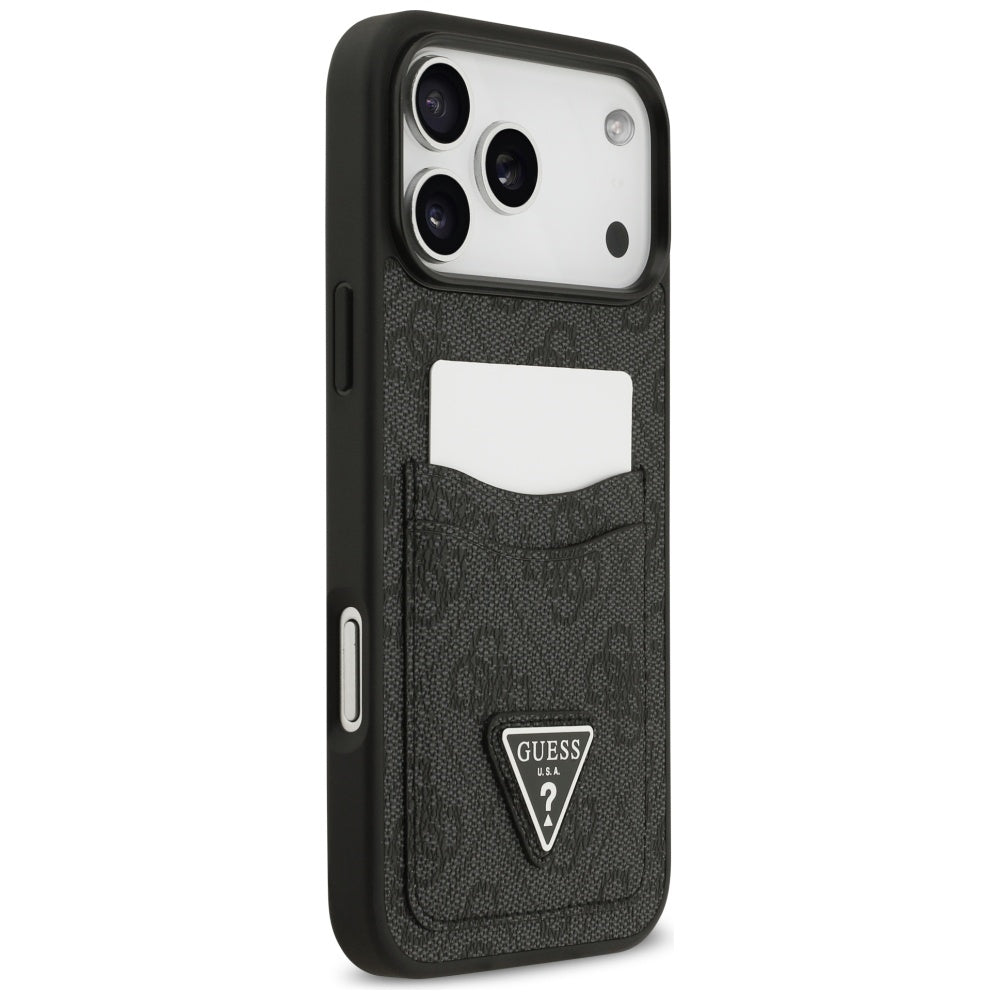 Housse pour Apple iPhone 17 Pro Max, Guess, 4G Double Card Triangle, Noire