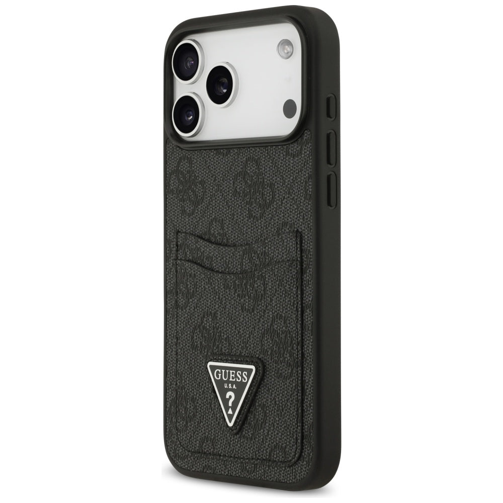 Housse pour Apple iPhone 17 Pro Max, Guess, 4G Double Card Triangle, Noire