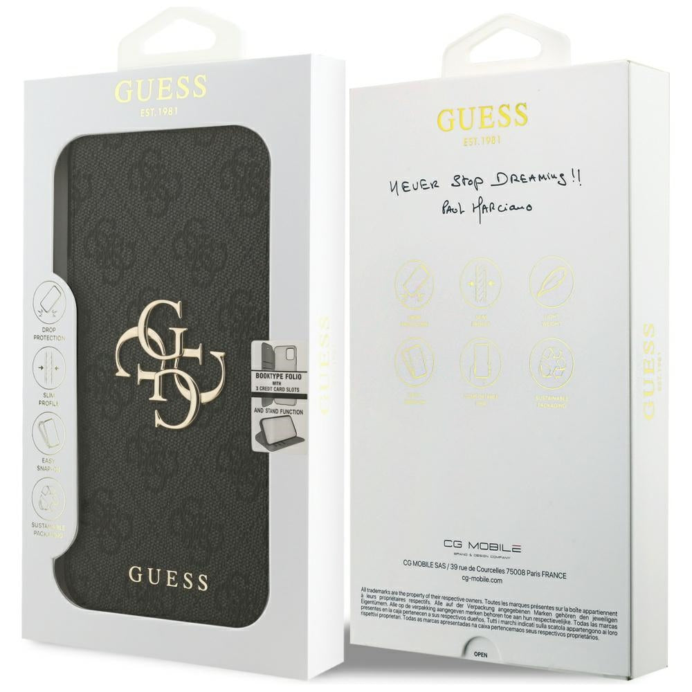 Étui pour Apple iPhone 17 Pro Max, Guess, Logo Métal 4G, Noir