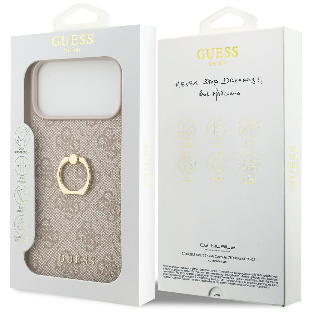 Étui pour Apple iPhone 17 Pro Max, Guess, 4G Ring Stand, Marron