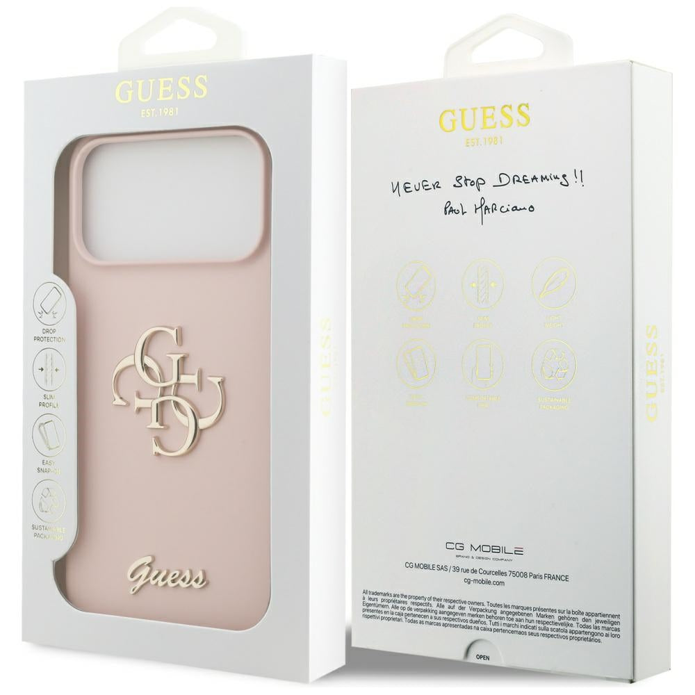 Étui pour Apple iPhone 17 Pro Max, Guess, Big 4G Script, Rose Clair