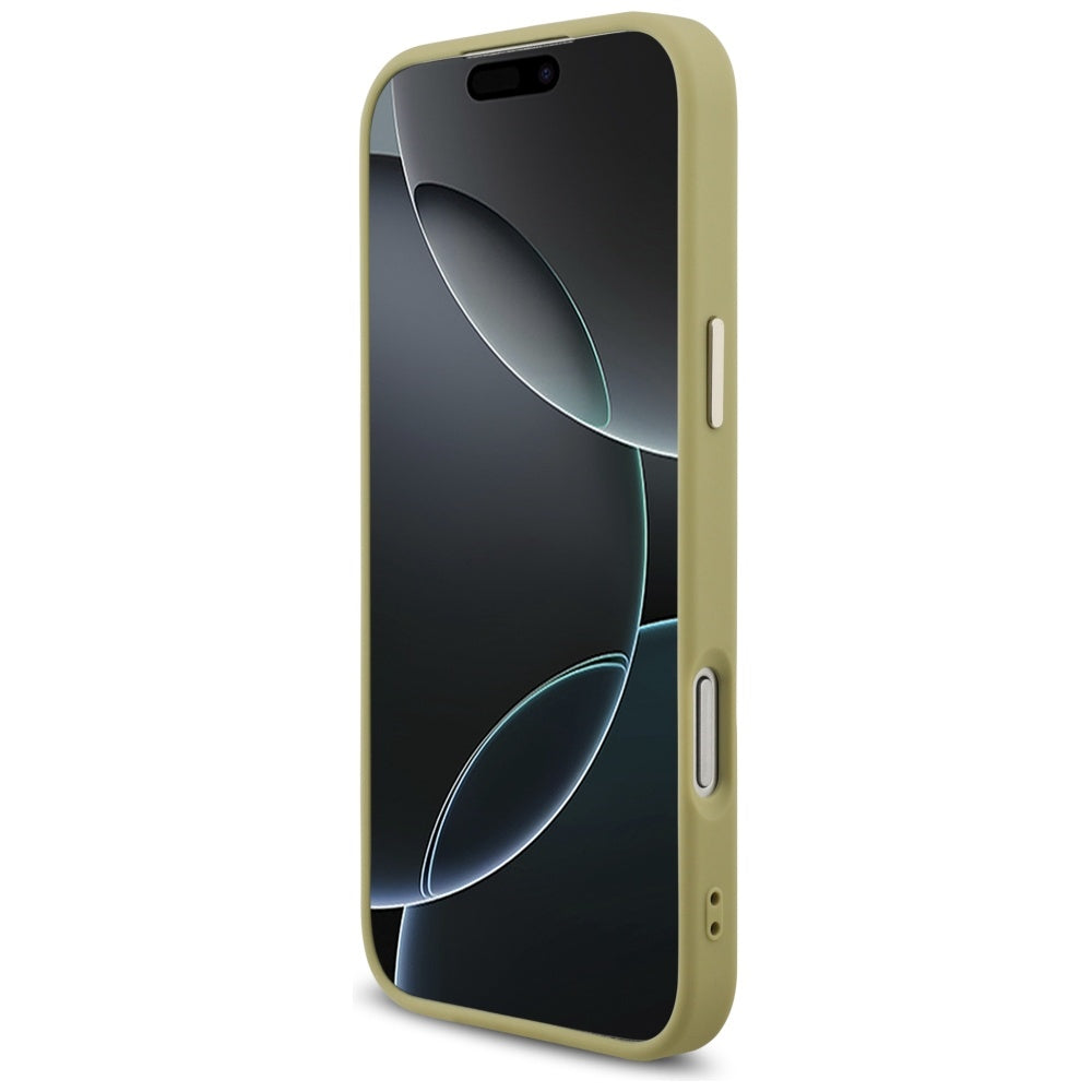 Hülle für Apple iPhone 17 Pro Max, Guess, Fixed Glitter Big 4G Metal Frame, Gold