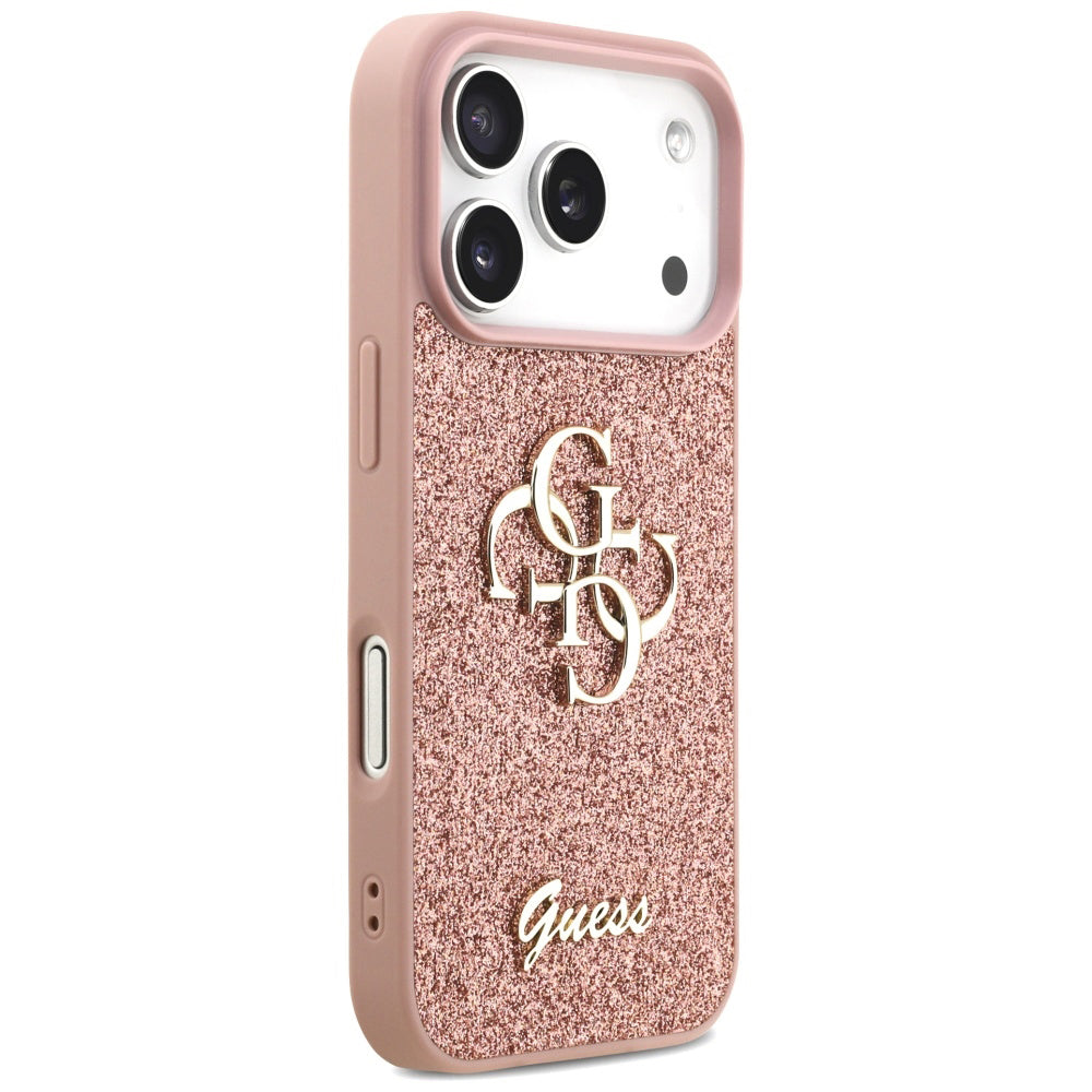 Étui pour Apple iPhone 17 Pro Max, Guess, Fixed Glitter Big 4G, Rose