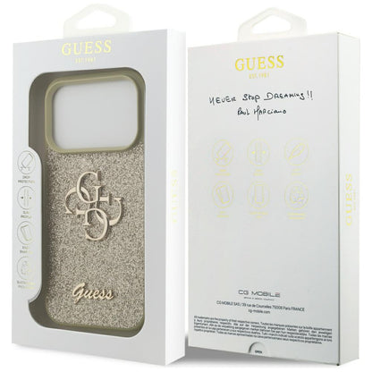 Étui pour Apple iPhone 17 Pro Max, Guess, Fixed Glitter Big 4G, Rose