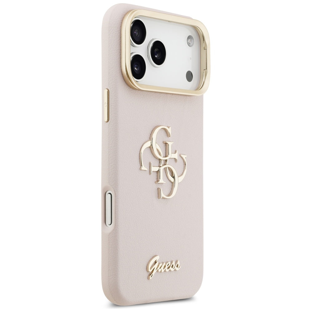 Étui pour Apple iPhone 17 Pro Max, Guess, Grained Big 4G Stand Camera, Rose