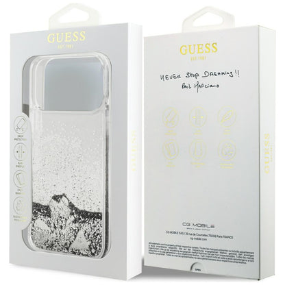 Hülle für Apple iPhone 17 Pro Max, Guess, Liquid Glitter Charms, Silbern