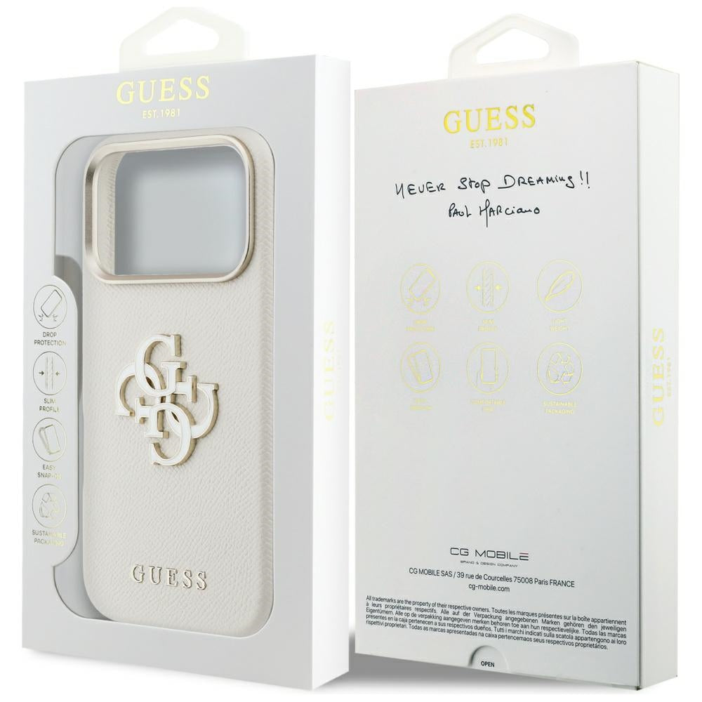Hülle für Apple iPhone 17 Pro Max, Guess, Resin Logo, Beige