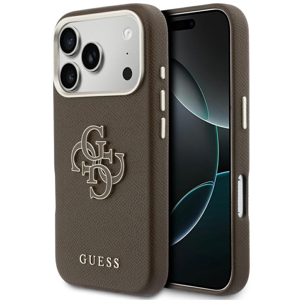 Étui pour Apple iPhone 17 Pro Max, Guess, Logo en Résine, Marron