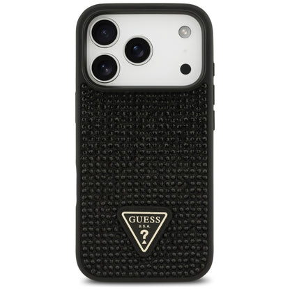 Housse pour Apple iPhone 17 Pro Max, Guess, Logo Triangle en Strass, Noire