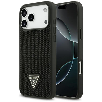 Housse pour Apple iPhone 17 Pro Max, Guess, Logo Triangle en Strass, Noire