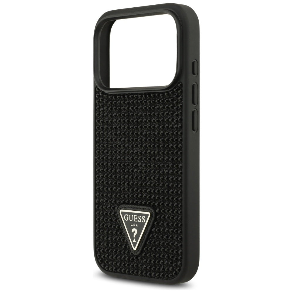 Housse pour Apple iPhone 17 Pro Max, Guess, Logo Triangle en Strass, Noire