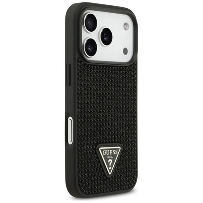 Housse pour Apple iPhone 17 Pro Max, Guess, Logo Triangle en Strass, Noire