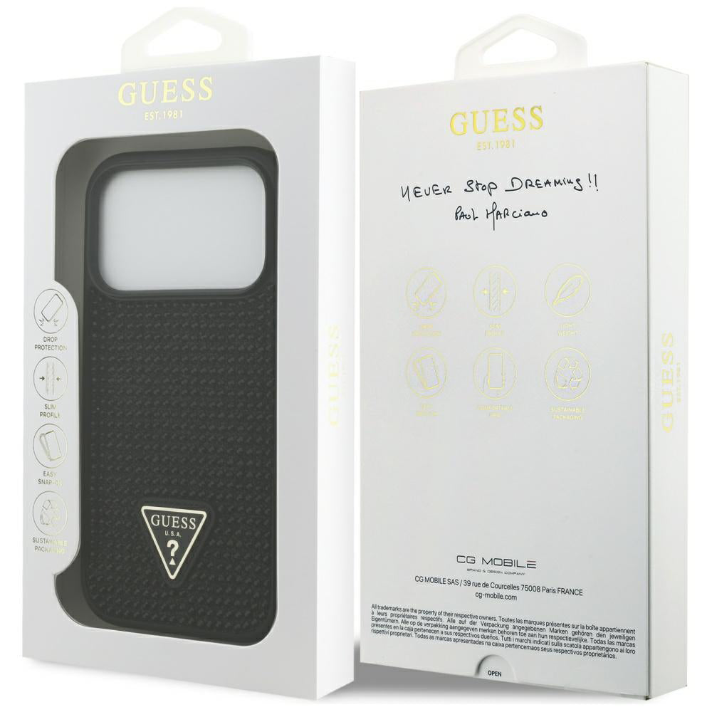 Housse pour Apple iPhone 17 Pro Max, Guess, Logo Triangle en Strass, Noire